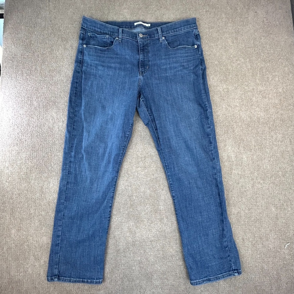 Levi's Classic Straight Jeans Womens 16 Blue Denim Logo High Rise Everyday Wear